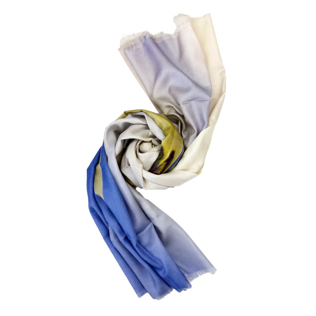 Daisy In The Sky | White Daisy - Pure Silk Floral Designer Scarf - Silk Scarf