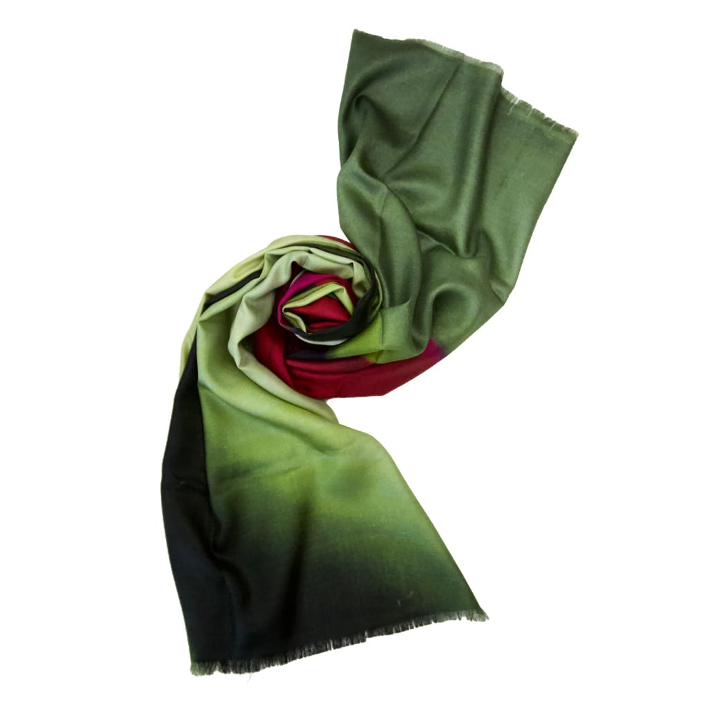 Red Allure | Red Pansies - Pure Silk Floral Womens Scarf - Silk Scarf